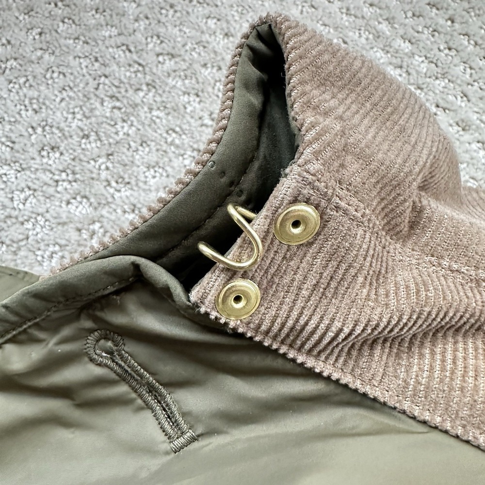 BARBOUR Lockton Corduroy-Trim Quilted Coat Women's 8 Olive Green Cropped Sleeve - Picture 6 of 13